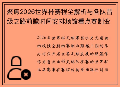 聚焦2026世界杯赛程全解析与各队晋级之路前瞻时间安排场馆看点赛制变化